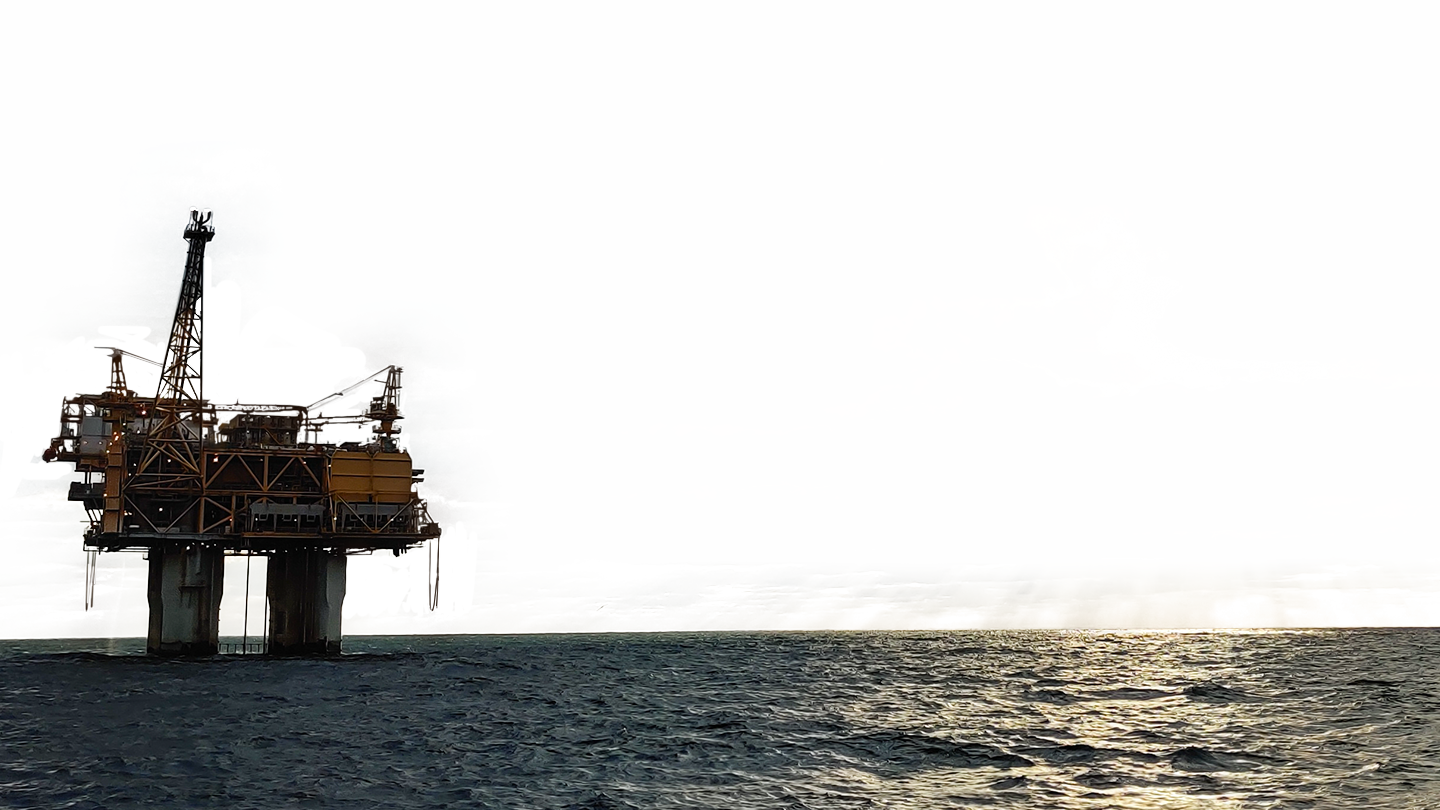 Oil rig in the Gulf of America off the coast of Louisiana